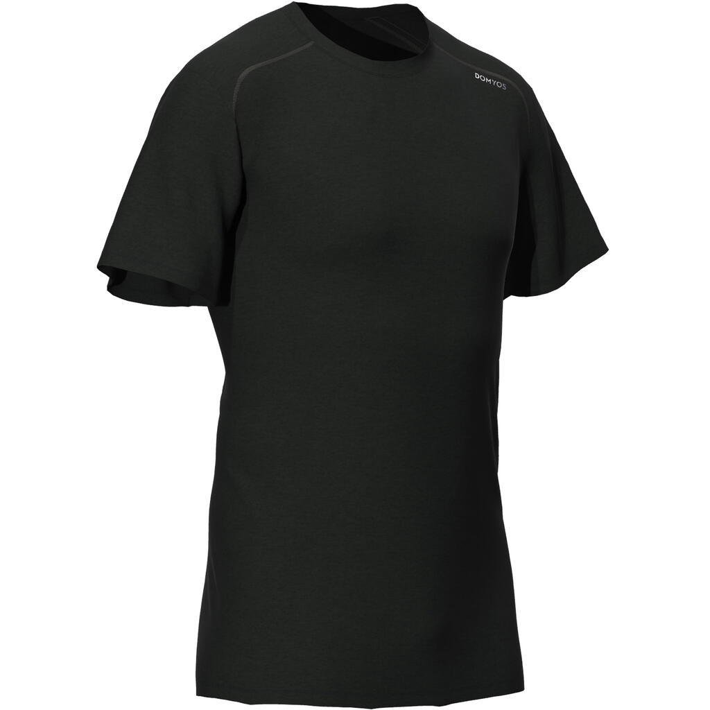 T-shirt de fitness essentiel respirant col rond homme - noir